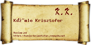 Kümle Krisztofer névjegykártya